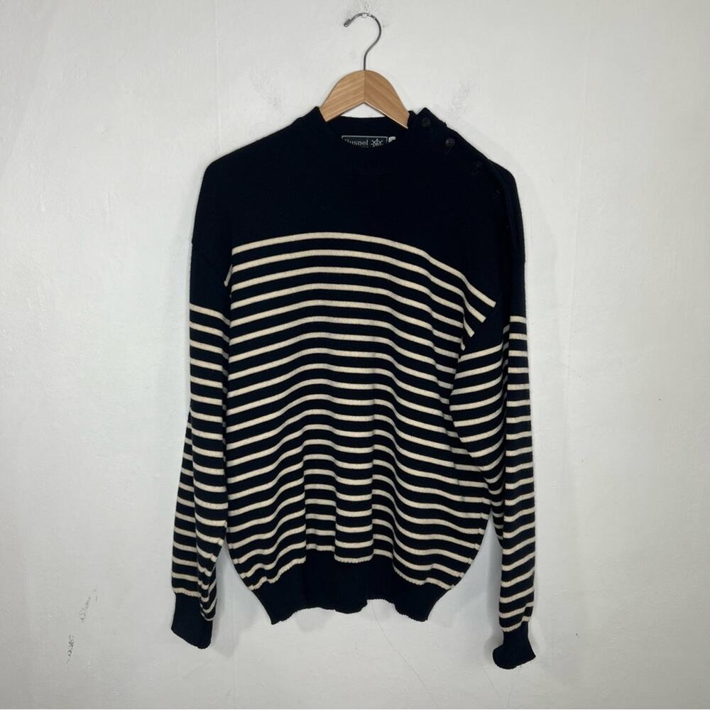 BUSNEL France Striped Breton Sweater - Black and Cream